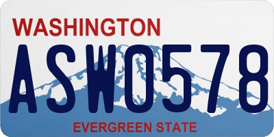 WA license plate ASW0578