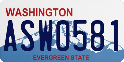 WA license plate ASW0581