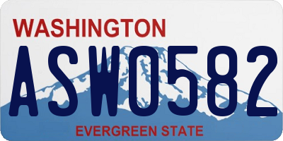 WA license plate ASW0582