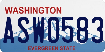 WA license plate ASW0583