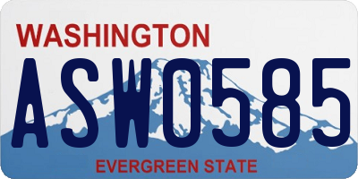 WA license plate ASW0585