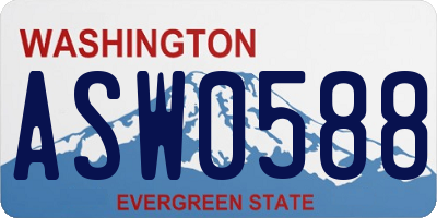 WA license plate ASW0588