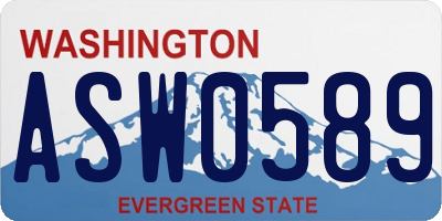 WA license plate ASW0589