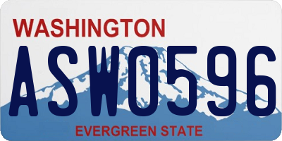WA license plate ASW0596