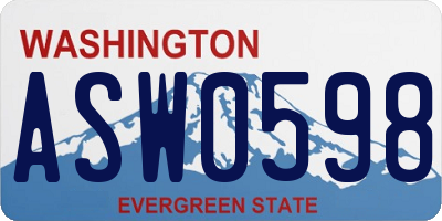 WA license plate ASW0598