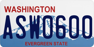 WA license plate ASW0600