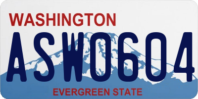 WA license plate ASW0604