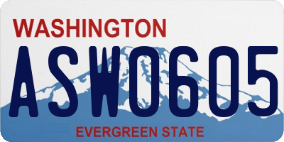 WA license plate ASW0605