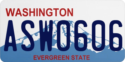 WA license plate ASW0606