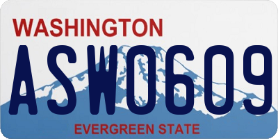 WA license plate ASW0609