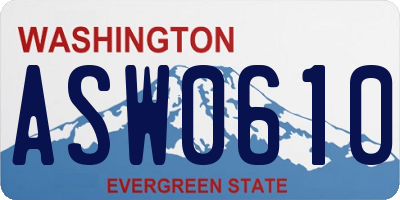 WA license plate ASW0610