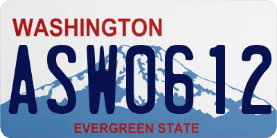 WA license plate ASW0612