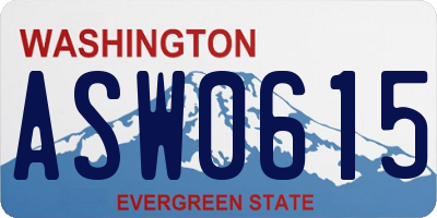 WA license plate ASW0615