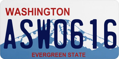 WA license plate ASW0616