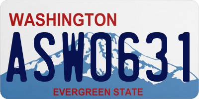 WA license plate ASW0631