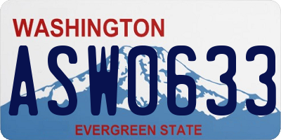WA license plate ASW0633