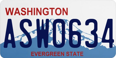 WA license plate ASW0634