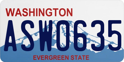WA license plate ASW0635