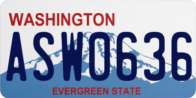 WA license plate ASW0636