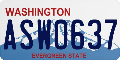 WA license plate ASW0637