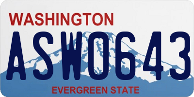 WA license plate ASW0643