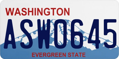 WA license plate ASW0645