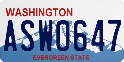 WA license plate ASW0647