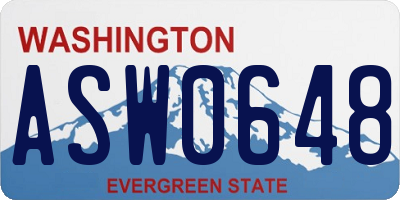 WA license plate ASW0648
