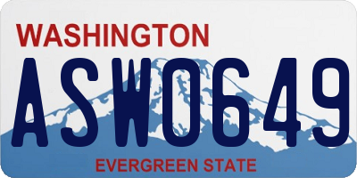 WA license plate ASW0649