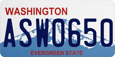 WA license plate ASW0650