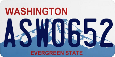 WA license plate ASW0652