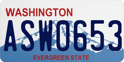 WA license plate ASW0653