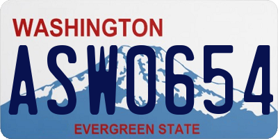 WA license plate ASW0654