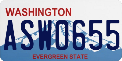 WA license plate ASW0655