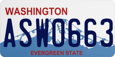 WA license plate ASW0663