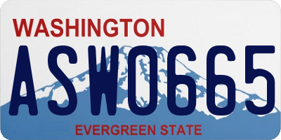 WA license plate ASW0665