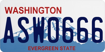 WA license plate ASW0666