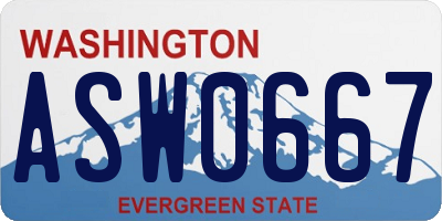WA license plate ASW0667