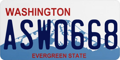 WA license plate ASW0668