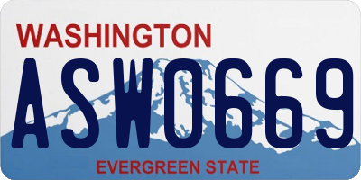 WA license plate ASW0669