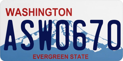 WA license plate ASW0670