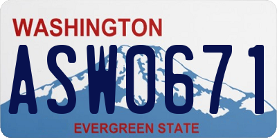 WA license plate ASW0671