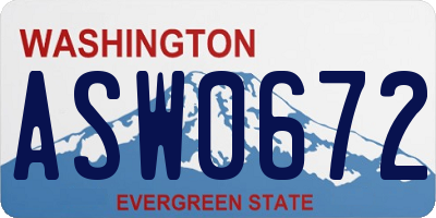 WA license plate ASW0672
