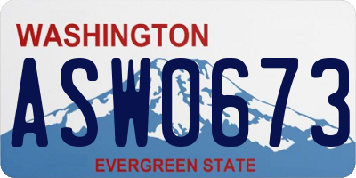 WA license plate ASW0673