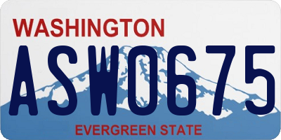 WA license plate ASW0675