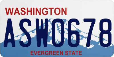 WA license plate ASW0678