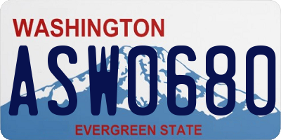 WA license plate ASW0680