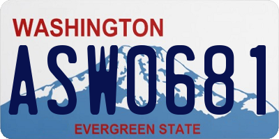WA license plate ASW0681