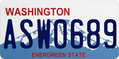 WA license plate ASW0689