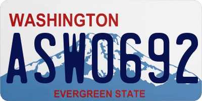 WA license plate ASW0692
